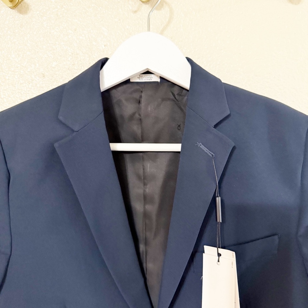 NWT Calvin Klein Boys Size 14 youth Navy Blue Blazer Suit Jacket - Picture 3 of 7